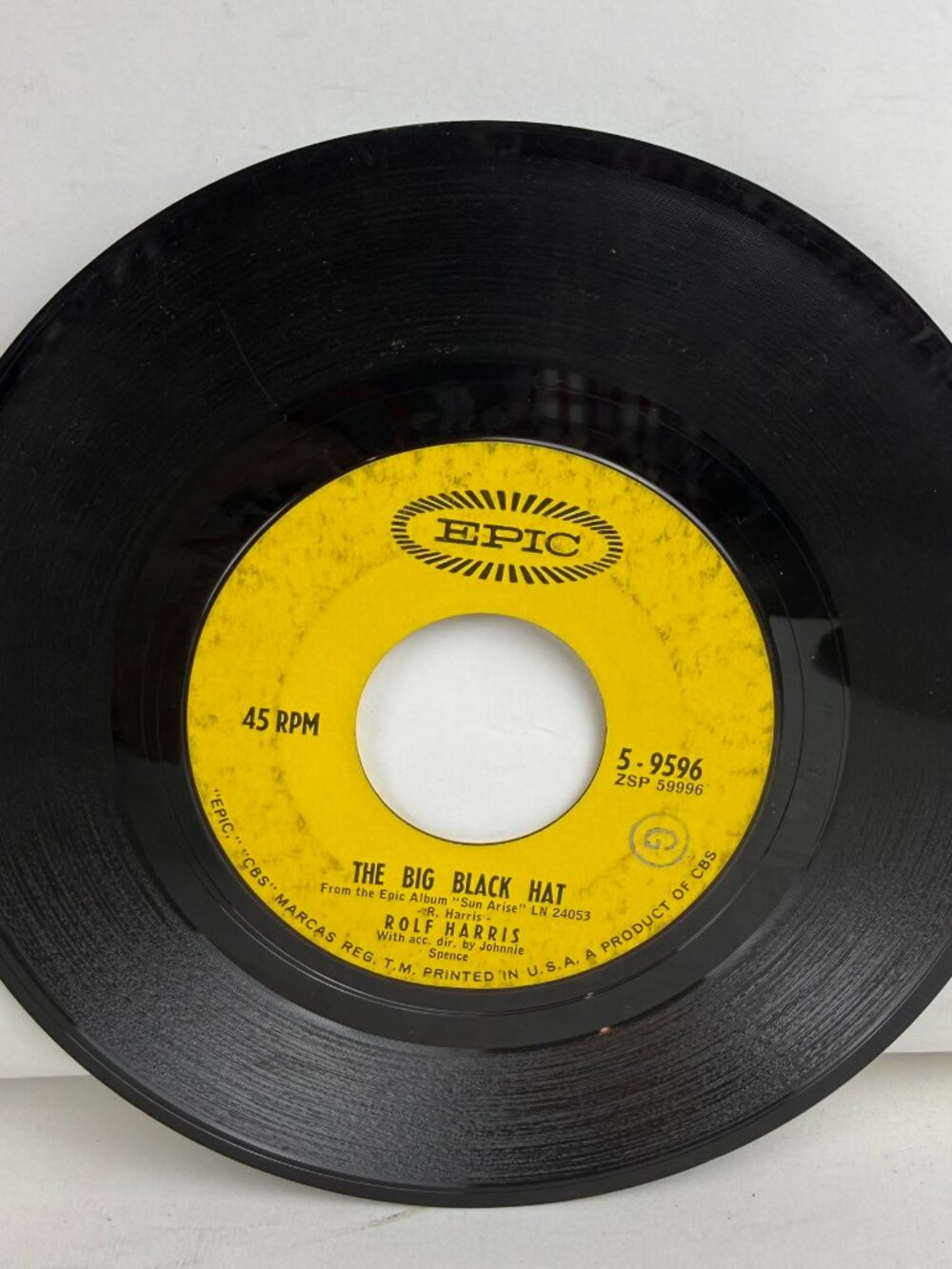 Rolf Harris -Tie Me Kangaroo Down Sport /The Big Black Hat 7" 45 RPM Vinyl Epic